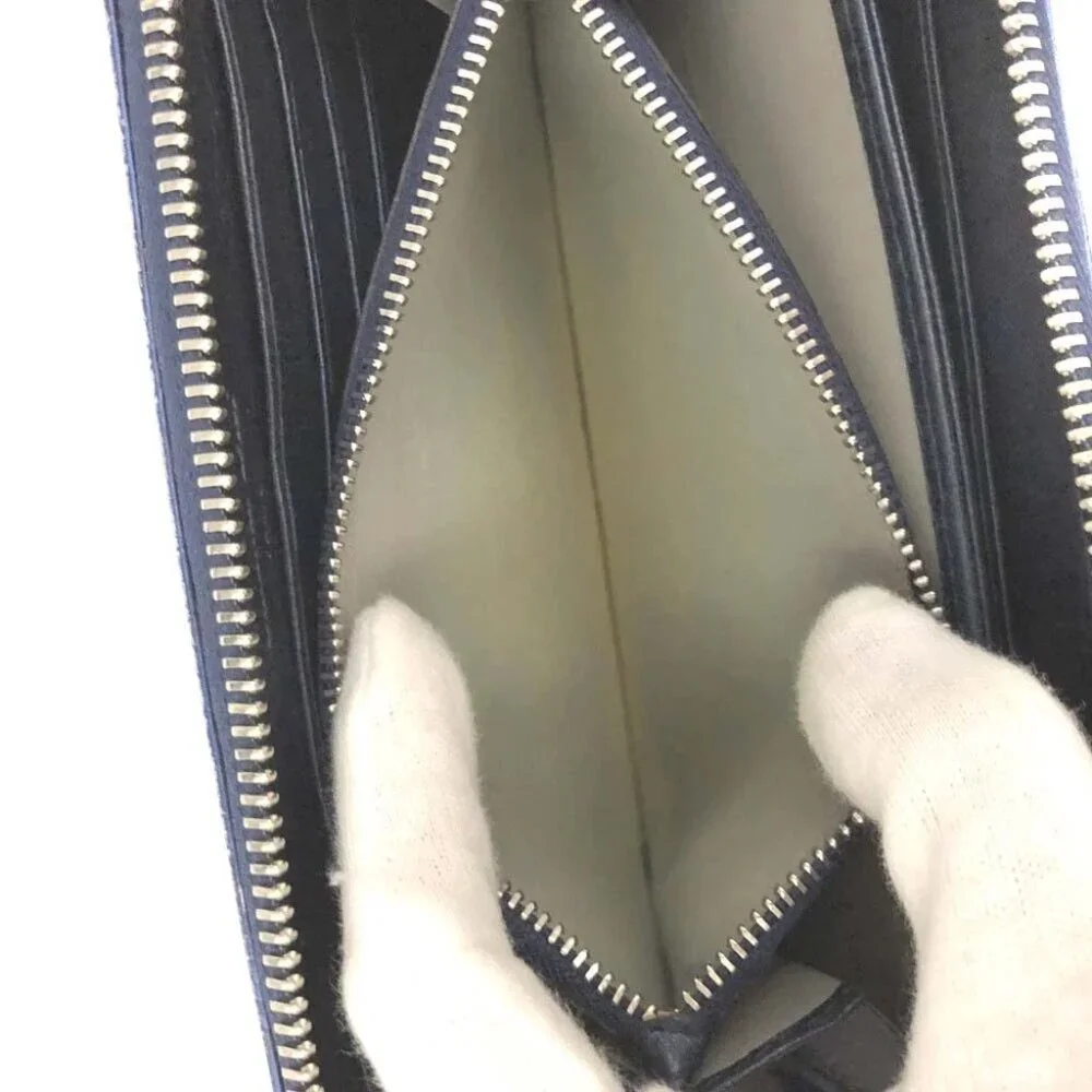 Christian Dior Oblique Trotter Patent Leather Zippy Long Wallet Blue/3BA0610
